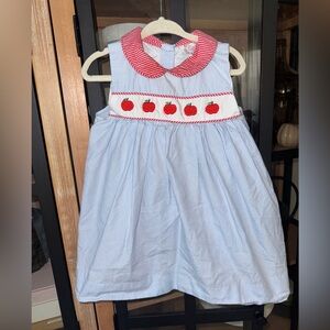 Cecil & Lou apples smock dress peter pan collar toddler girl school first day